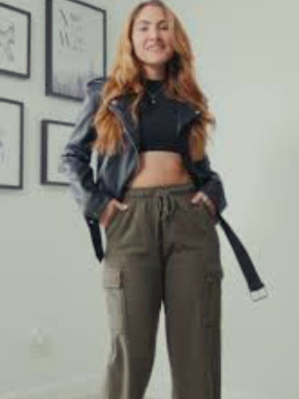PINK Victoria's Secret Army Green Ivy Fleece Cargo Sweatpants XXL NWT